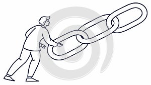 Linked metal chain, industrial strength and security, vector design Generative AI