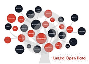 Linked Open Data fundaments tree concept. Concept and topics Linked Data.