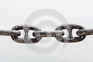 Linked rusty steel chain