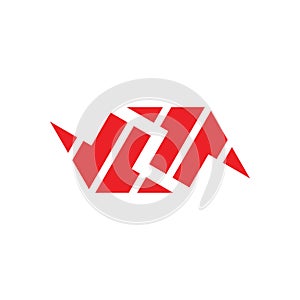 Linked stripes geometric arrow logo vector