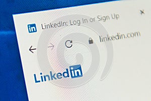 Linkedin.com Web Site. Selective focus.