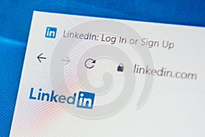 Linkedin.com Web Site. Selective focus.