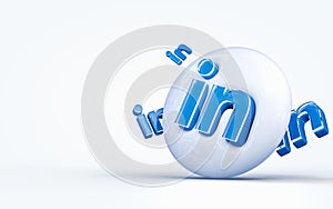 Linkedin sign realistic 3d rendering iconic background