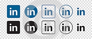 LinkedIn vector logo icon set. Vector illustration