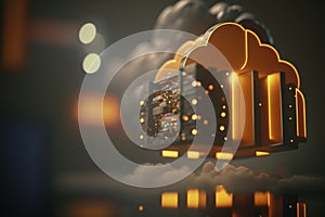 linking computer to cloud with server, connection Online, cloud storage, contact, computing, Devices connected to