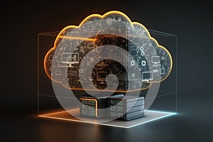 linking computer to cloud with server, connection Online, cloud storage, contact, computing, Devices connected to