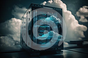 linking computer to cloud with server, connection Online, cloud storage, contact, computing, Devices connected to