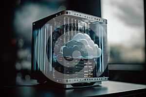 linking computer to cloud with server, connection Online, cloud storage, contact, computing, Devices connected to