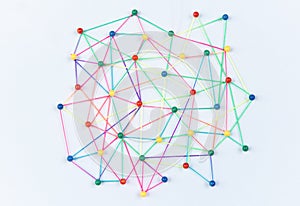 Linking entities, Blockchain, social media, Communications Network, The connection between the two networks. Network simulation on