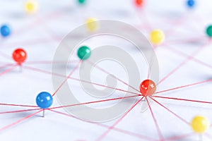 Linking entities, Blockchain, social media, Communications Network, The connection between the two networks. Network simulation on