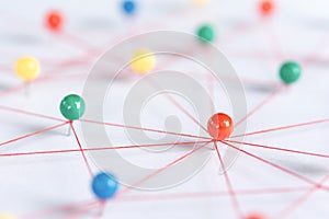 Linking entities, Blockchain, social media, Communications Network, The connection between the two networks. Network simulation on