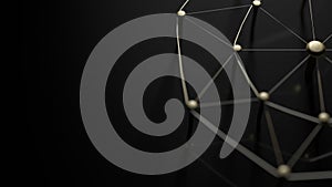 Linking entities. Network, networking, social media, internet communication abstract. Web of gold wires on black ground.