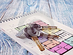 Linking new key on project plan of apartment house