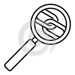 Links magnifier icon, outline style