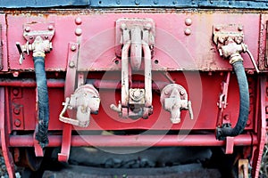 Links wagon mechanism of an old steam train