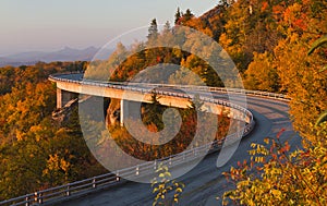 Linn Cove Viaduct at sunrise, Blue Ridge Parkway