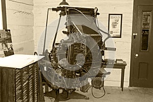 Linotype Machine from 1930 in sepia