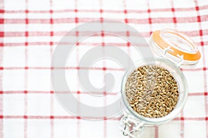 Linseed in jar