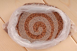 Linseed in plastic sachet