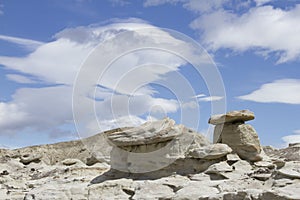 Linticular clouds at La Leona Petrified Forest, Argentina photo