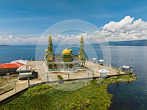 Linuk Masjid and Lake Lanao in Lanao del Sur. Philippines. photo