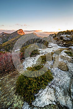 Linville gorge sunrise from the Chimneys