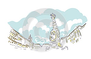 Linz Austria Europe vector sketch city illustration line art