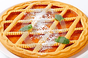 Linzer apricot tart