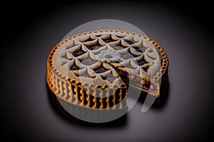 Linzer Torte on black background created with generative AI technology