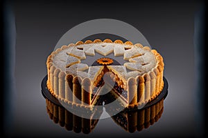 Linzer Torte on black background created with generative AI technology