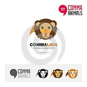 Lion animal concept icon set and modern brand identity logo template and app symbol based on comma sign