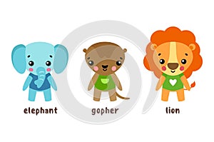 Lion and animal, gopher cartoon characters photo