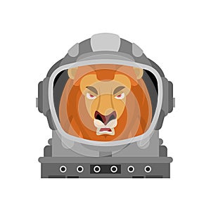 Lion astronaut. Wild beast spaceman. vector illustration
