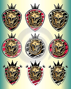 Lion beast head emblem stamp illustration