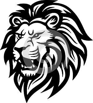 Lion - black and white  icon - vector illustration