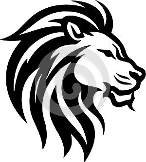 Lion - black and white isolated icon - vector illustration