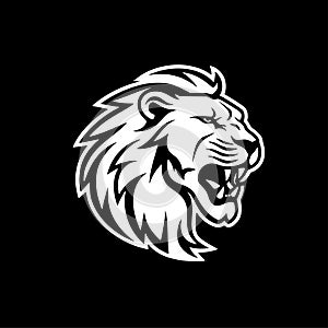 Lion - black and white isolated icon - vector illustration