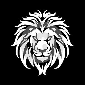 Lion - black and white vector illustration