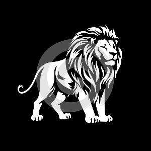 Lion - black and white vector illustration