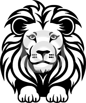 Lion - black and white vector illustration