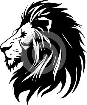 Lion - black and white vector illustration