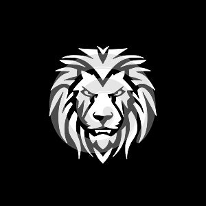 Lion - black and white vector illustration