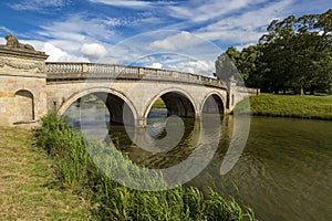 Lion Bridge, Burghley House, landmark medieval castle in Stamford, England, UK.