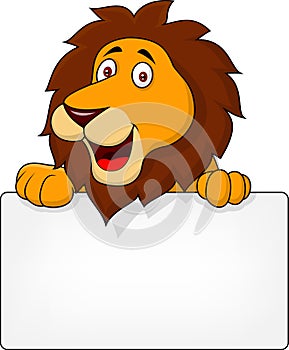 Lion cartoon with blank sign