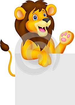 Lion cartoon with blank sign