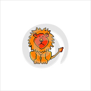 Lion cartoon pixel art.