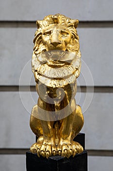 Lion Carving at the Six Clerks Public House in London, UK