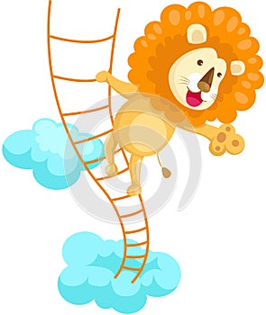 Lion climbing rope ladder