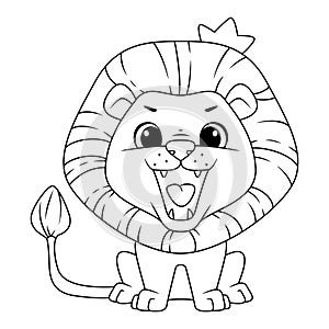Lion coloring page cartoon vector illustration