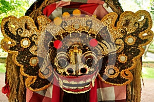 Lion costume bali style for indonesian people wear dancing in legong and barong waksirsa dance for show travelers people at Ubud